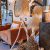 Lampadaire en bois eucalyptus et raphia S et M RETRAIT MAGASIN UNIQUEMENT