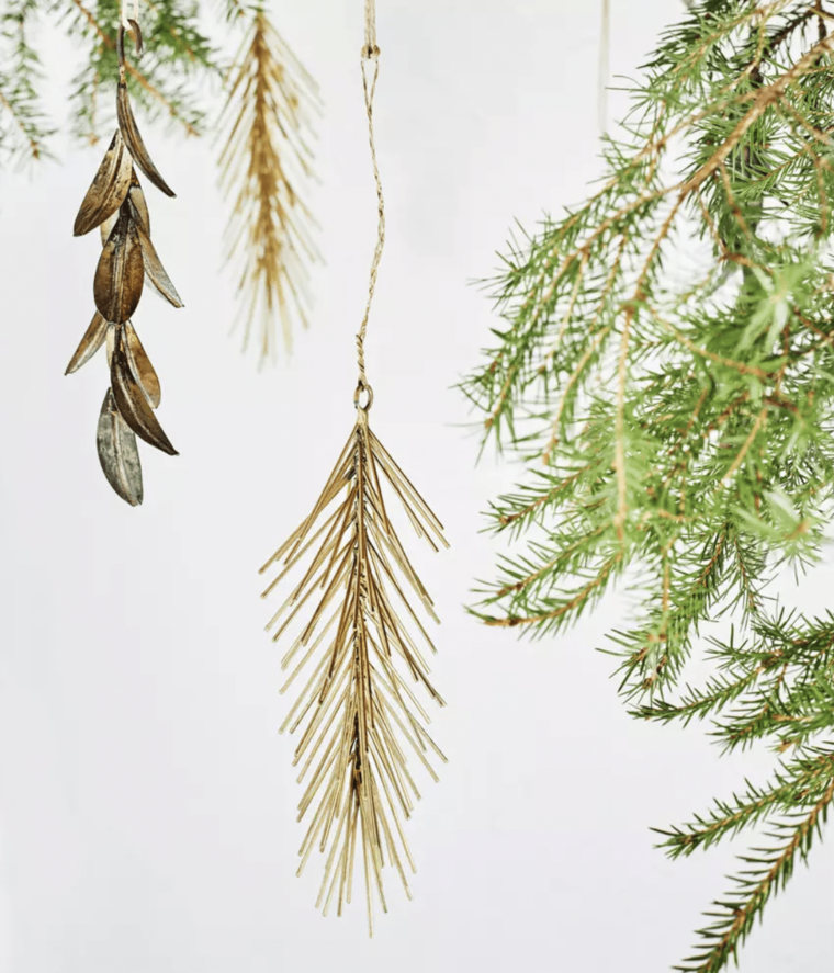 Set de 3 décorations de Noël branches doré à suspendre