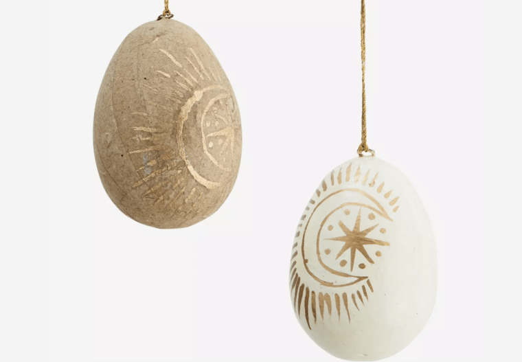 Boule de Noël motif lune en papier mâché 4 couleurs