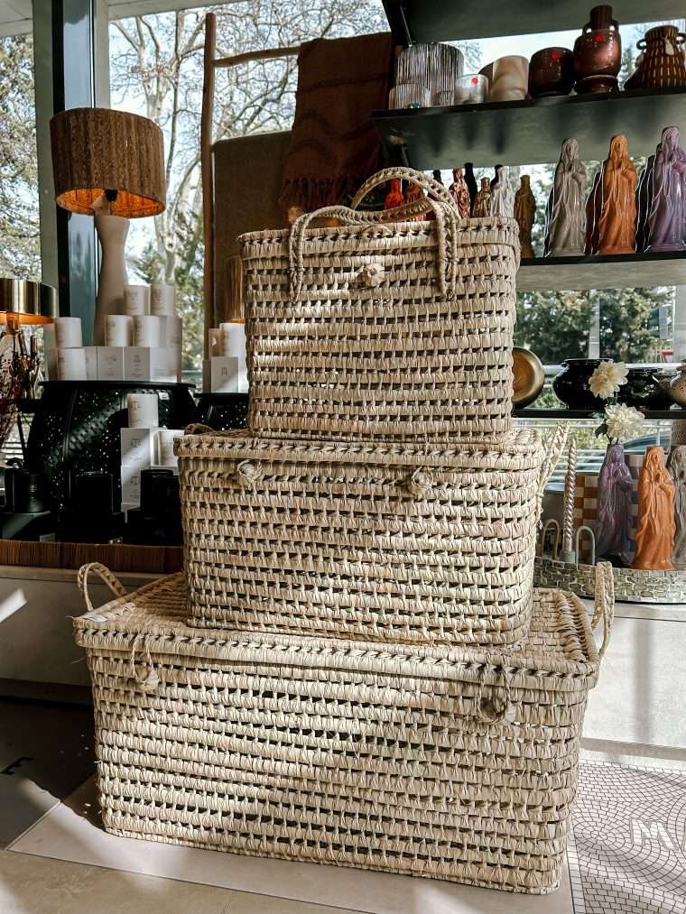 Paniers coffres en palmiers tressés S, M et L