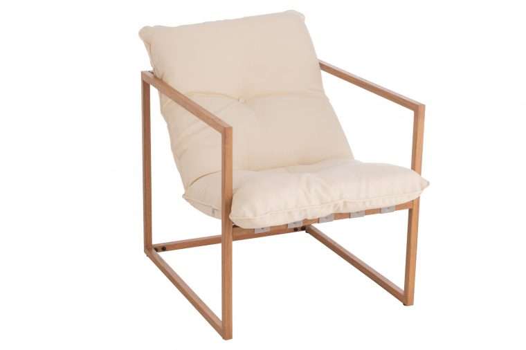 fauteuil 1 personne en métal effet bois outdoor extérieur