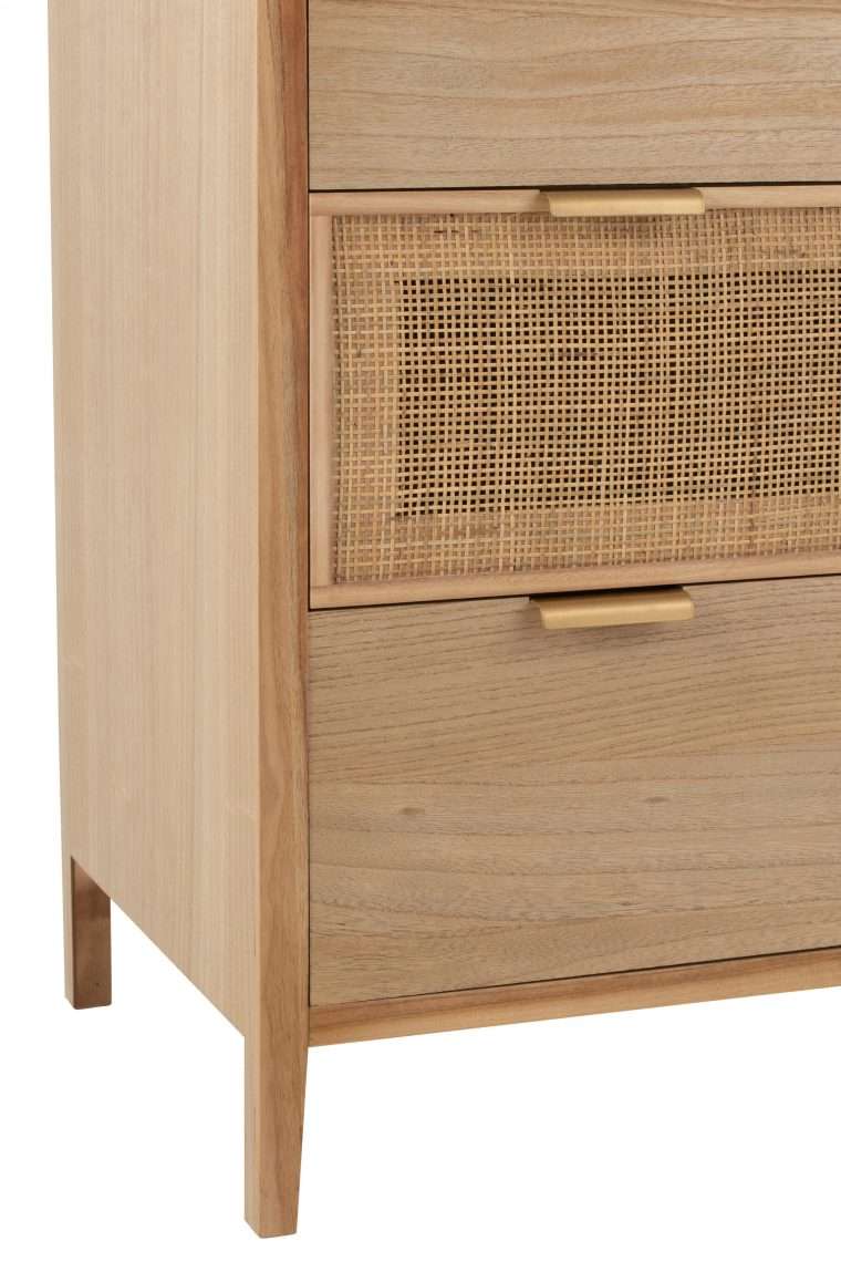 armoire en bois et rotin