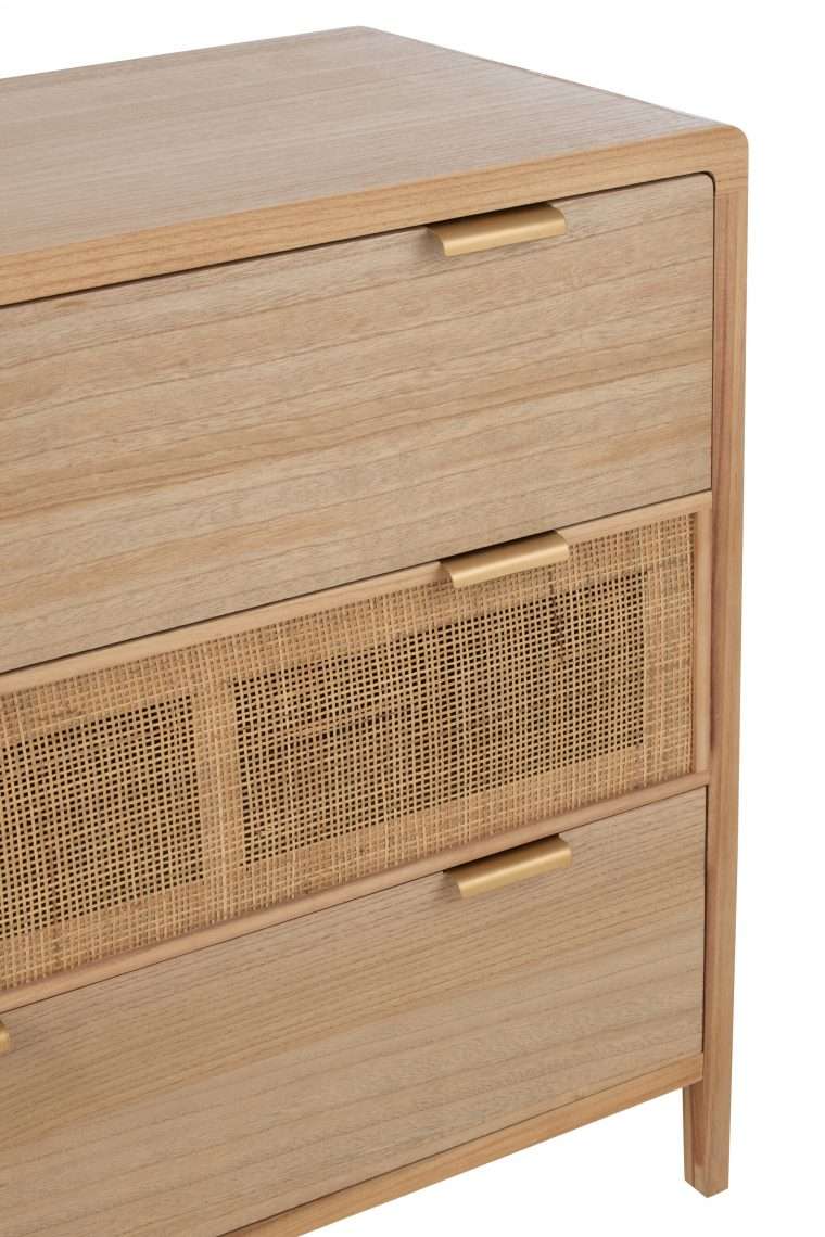 armoire en bois et rotin