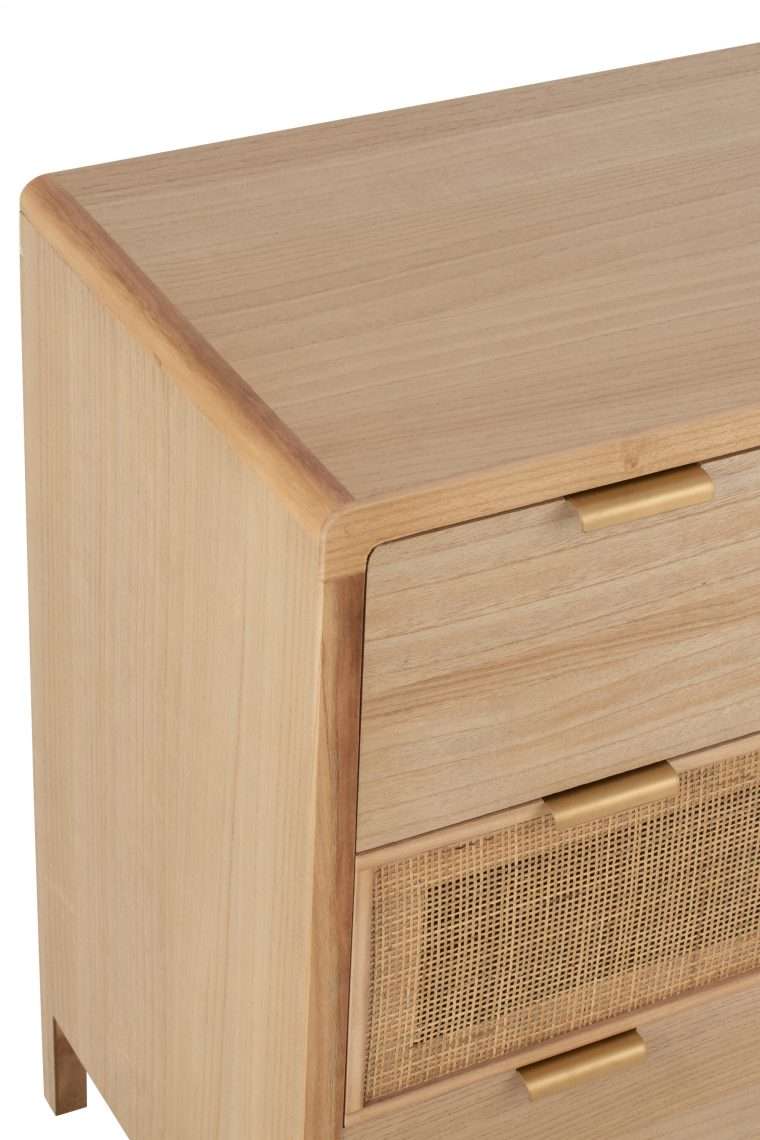 armoire en bois et rotin