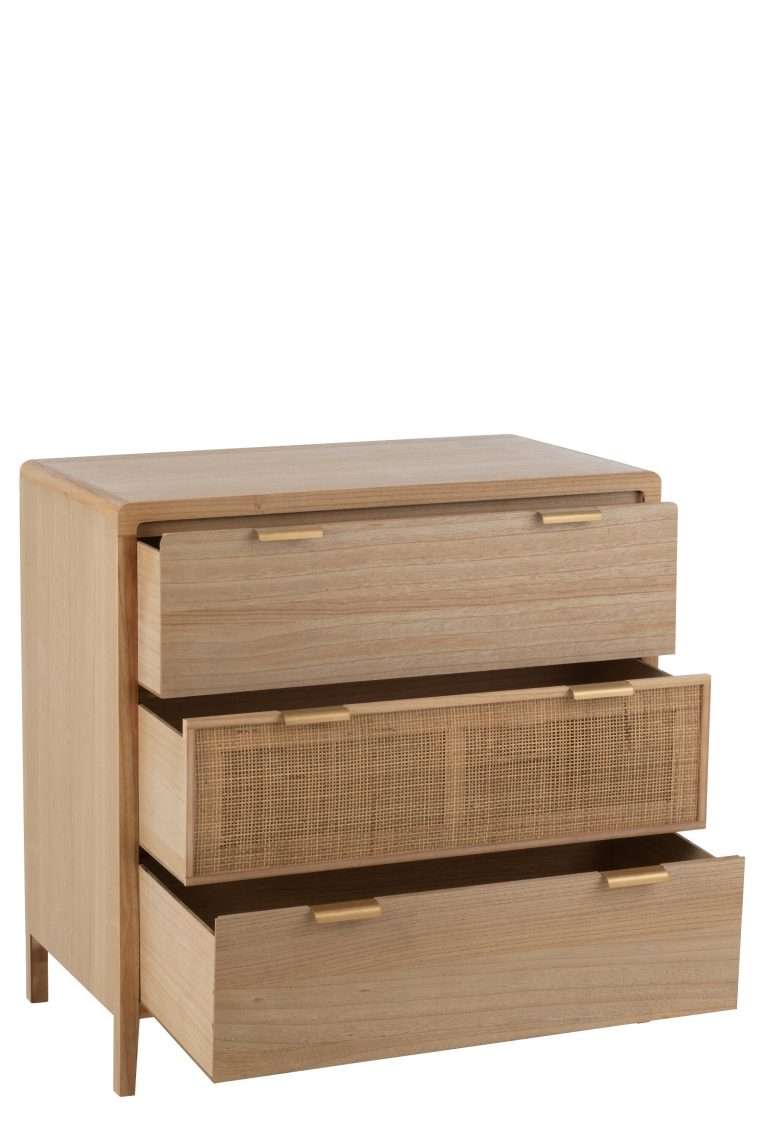 armoire en bois et rotin