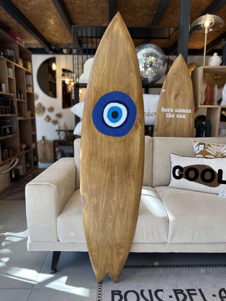 planche de surf oeil grec en bois decoration