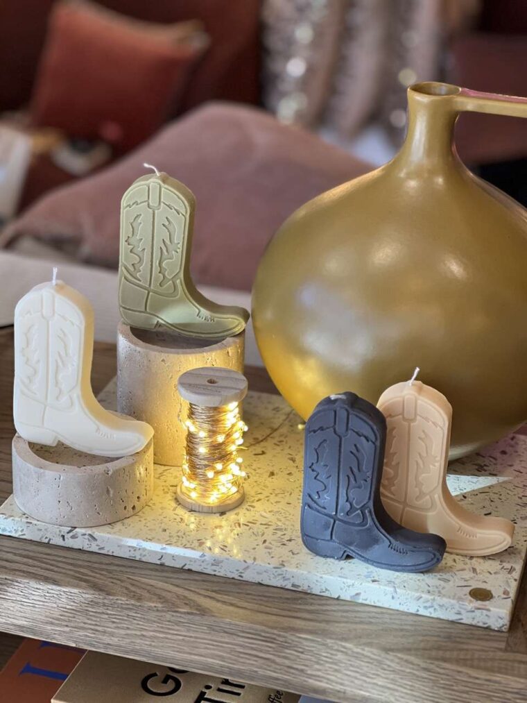 bougie Nashville boots santiag parfumée decoration idée cadeau