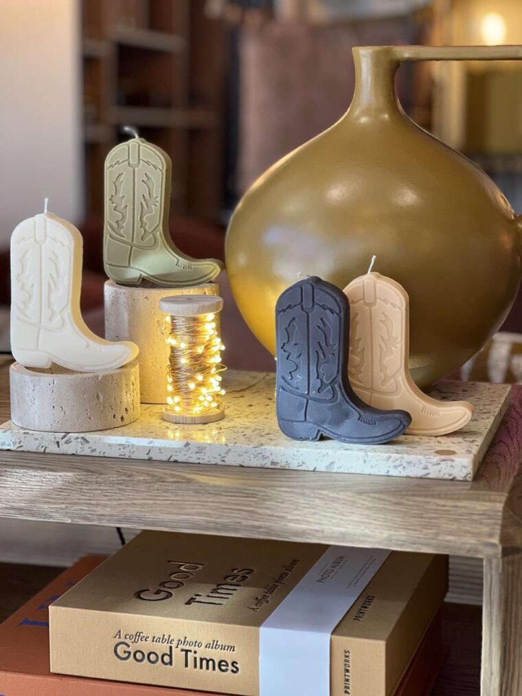 bougie Nashville boots santiag parfumée decoration idée cadeau