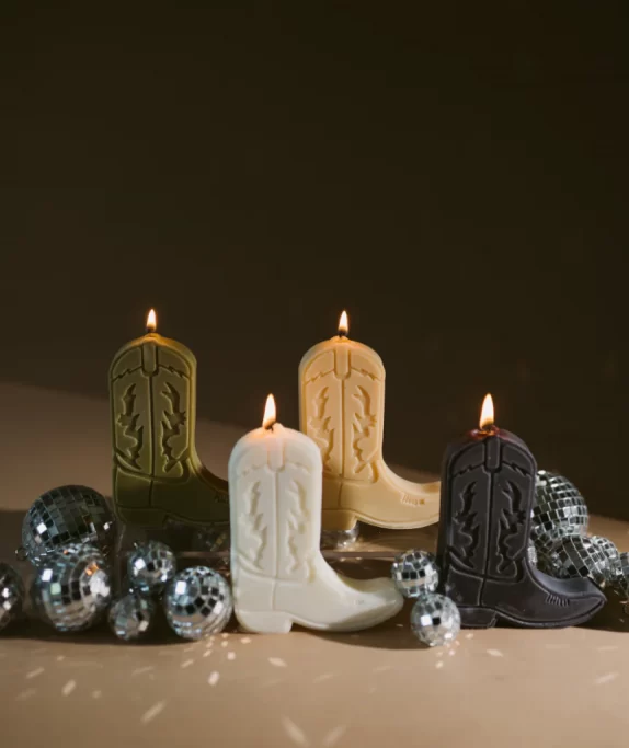 bougie Nashville boots santiag parfumée decoration idée cadeau