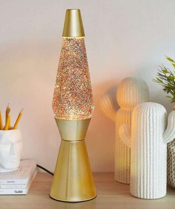 lampe lave à poser verre paillettes luminaires décoration