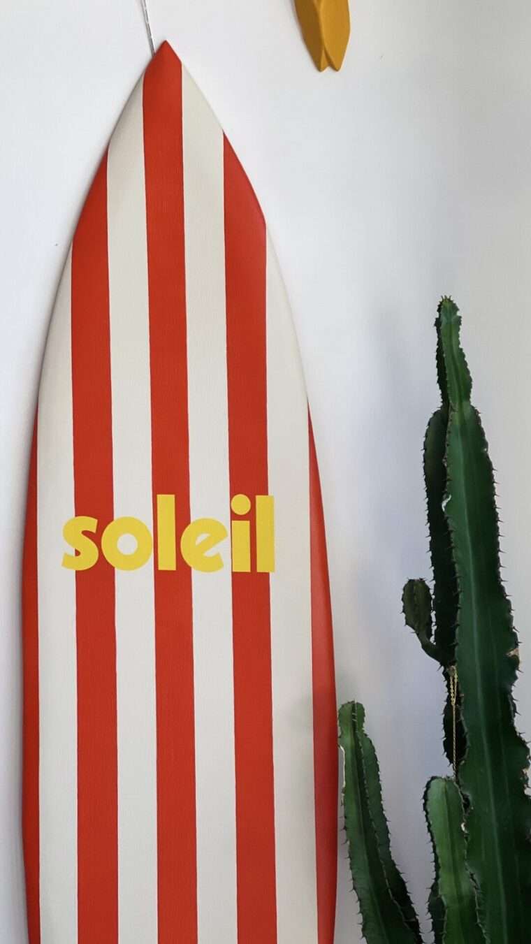 plan de surf deco decorative decoration rayure soleil message maloha fait main artisanat