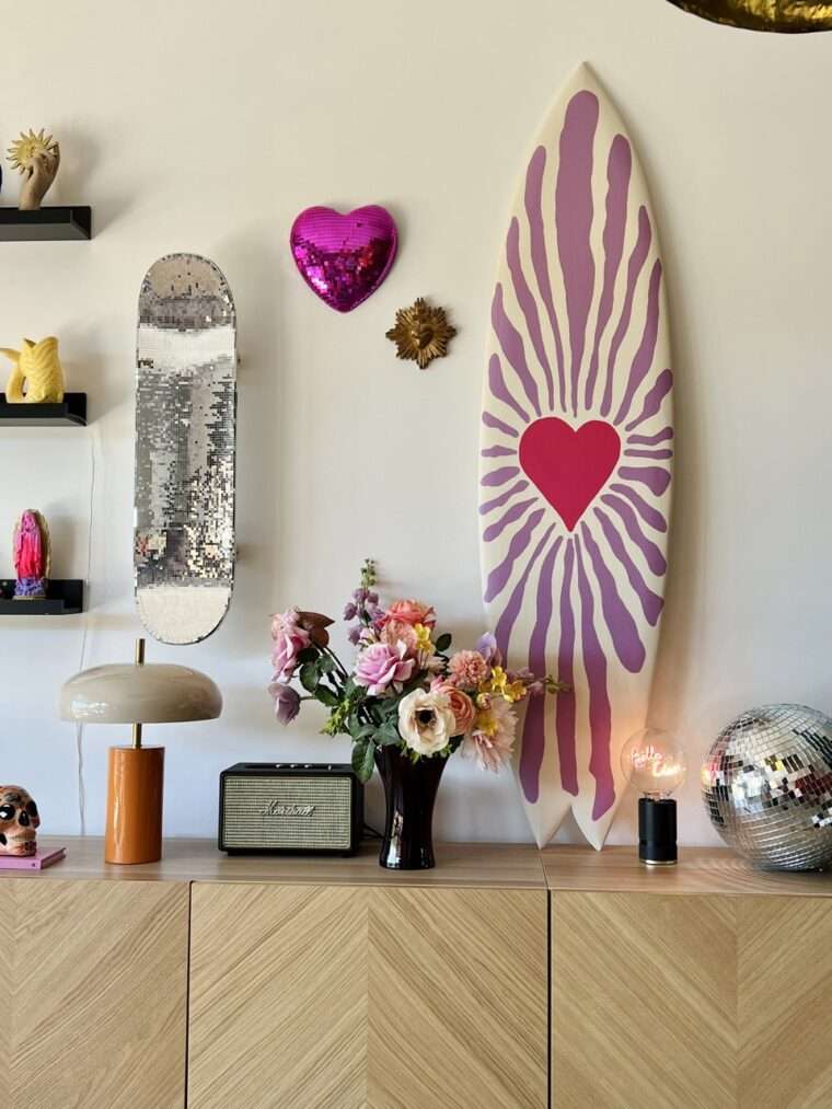 decorative decoration coeur heart soleil fait main peinture message maloha