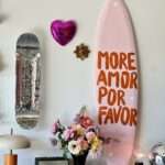planche de surf deco decorative decoration more amor por favor fait main peinture message maloha