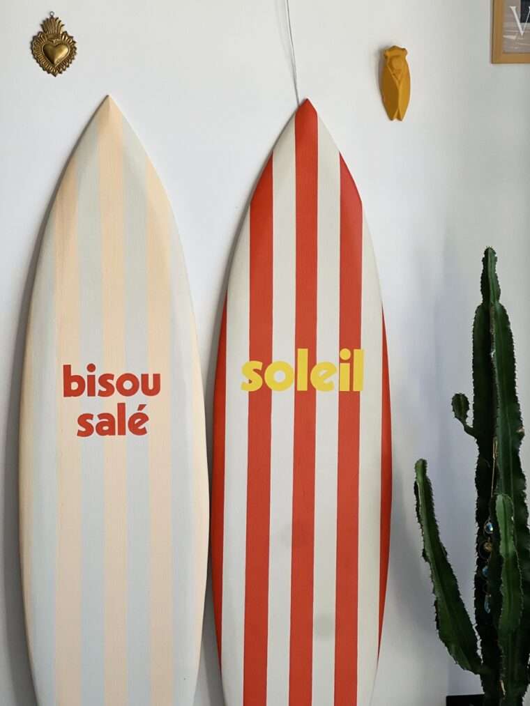 planche de surf deco decorative decoration bisou salé fait main