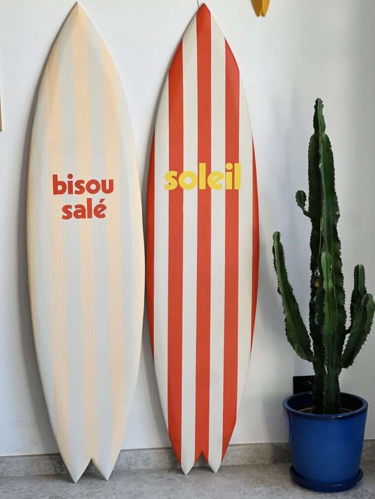 planche de surf deco decorative decoration bisou salé fait main