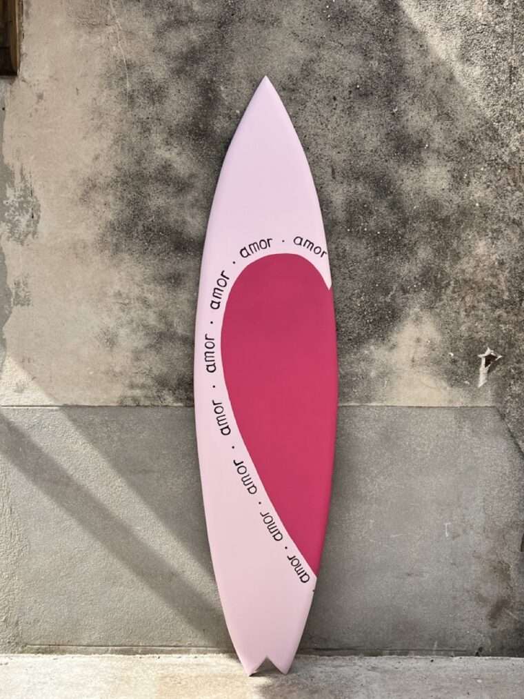 Planche demi coeur rose pale/fushia